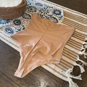 HONEYLOVE Tan High Waist Compression Thong Belly Control Underwear Large NWOT